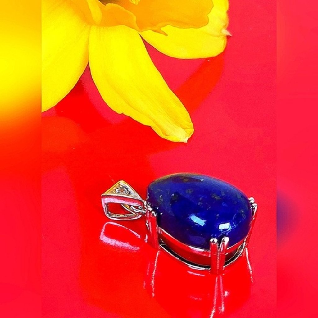 925 Sterling Silver Pendant 10x13mm With Natural Lapis Lazuli 13x9mm 33$